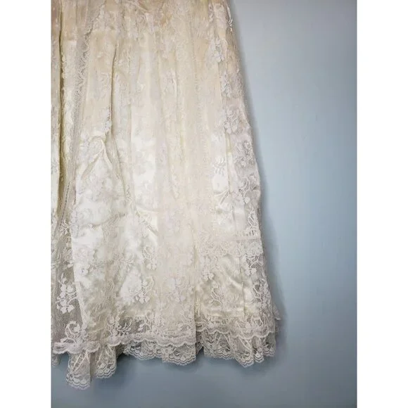 Vtg Jessica McClintock Gunne Sax Girls 10 Prairie Dress Cottagecore White Lace - Picture 3 of 5